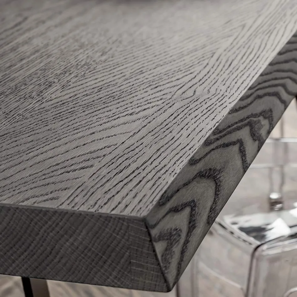 Dining Table in Wood and Aluminum Made in Italy, Precious - Lingotto Viadurini