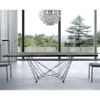 Dining Table in Veneered Wood and Steel Made in Italy - Ezzellino Viadurini