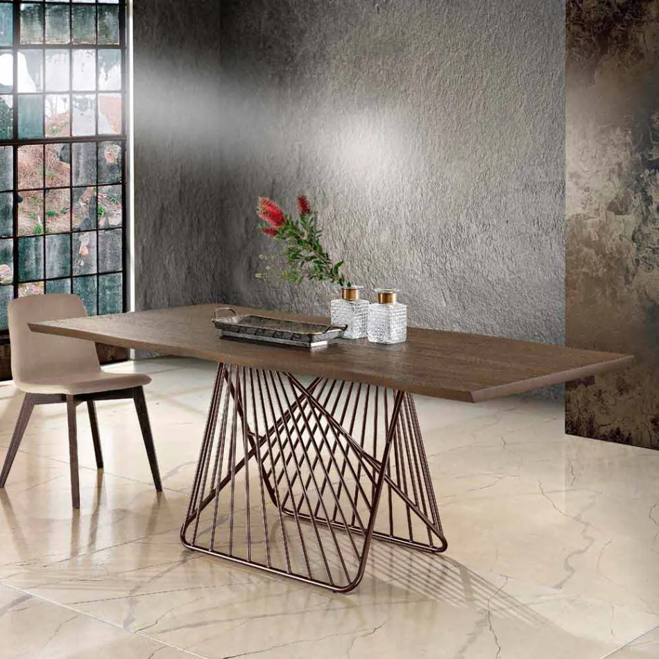 Dining table in modern solid wood made in Italy, Mitia Viadurini