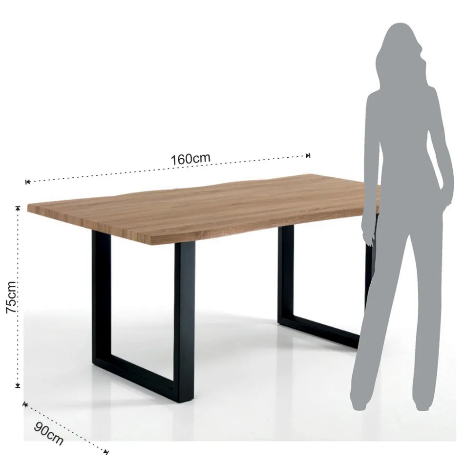 Dining Table in Mdf with Legs in Black Painted Steel - Cheetah Viadurini