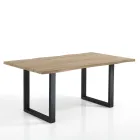 Dining Table in Mdf with Legs in Black Painted Steel - Cheetah Viadurini