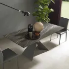 Metal Dining Table and Ceramic Top Made in Italy Design - Anaconda Viadurini