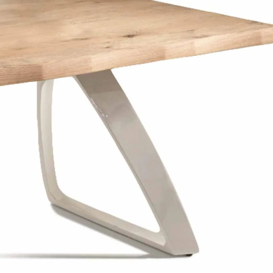 Dining Table in Metal and Veneered Oak Made in Italy - Aryssa Viadurini