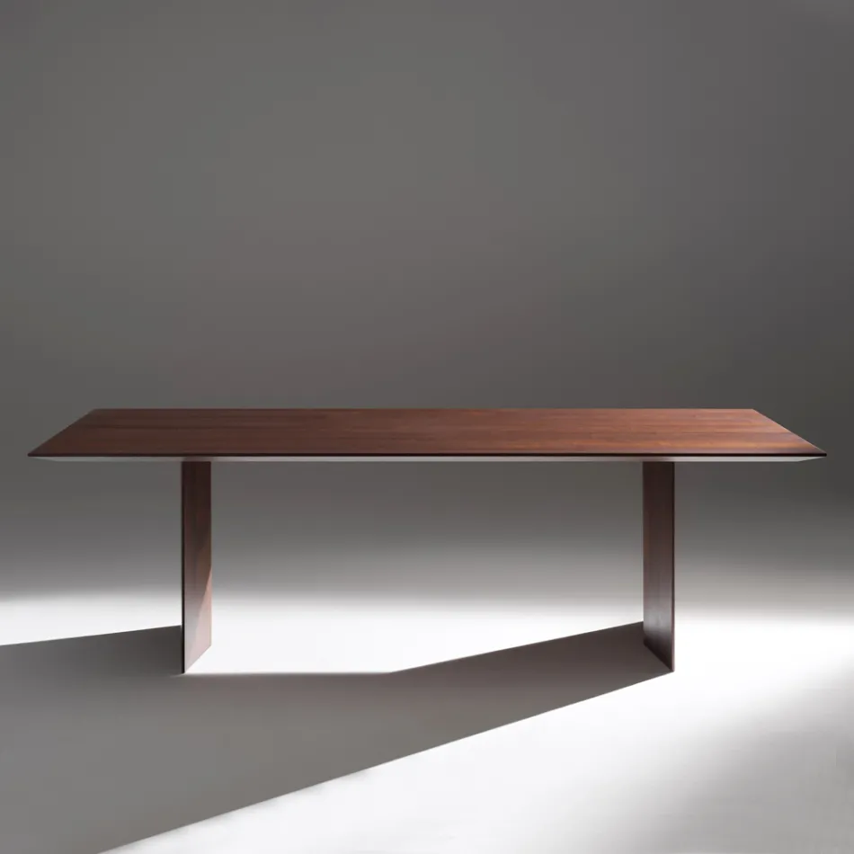 Dining Table in Plywood Veneered in Heat-Treated Ash - Aquarium Viadurini