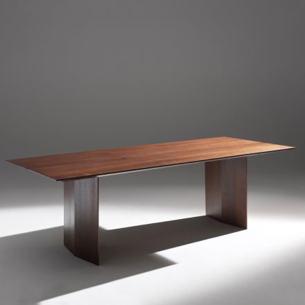 Dining Table in Plywood Veneered in Heat-Treated Ash - Aquarium Viadurini