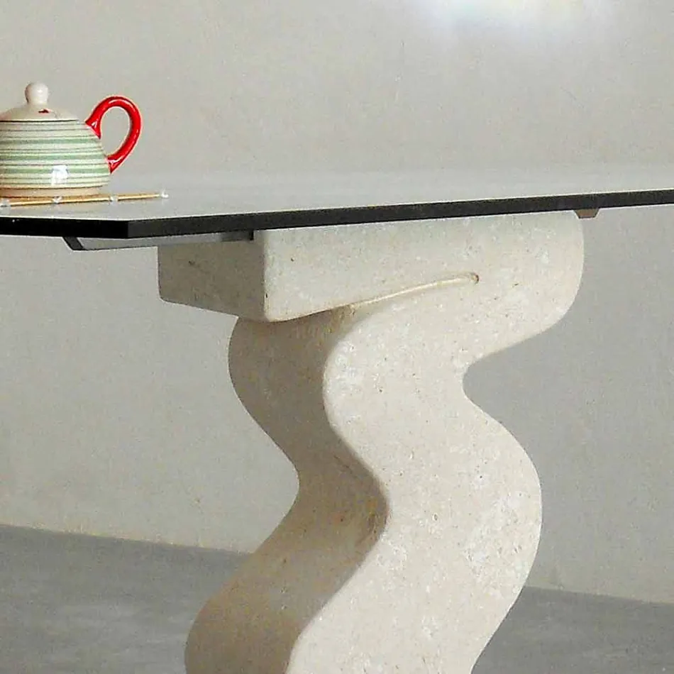 Contemporary Anteros contemporary stone and crystal dining table Viadurini
