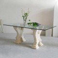 Modern dining table with natural stone base and crystal top Medusa