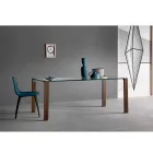 Dining Table in Glass and Legs in Oak or Canaletto Walnut - Aschio Viadurini