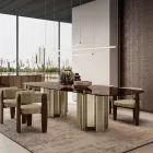 Modern Glass and Metal Dining Table Made in Italy - Duna Viadurini
