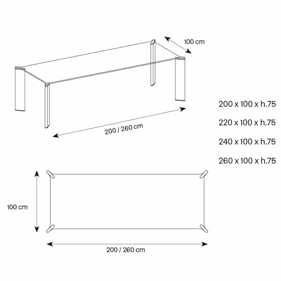 Dining Table in Extra-clear Glass Luxury Design 4 Dimensions - Kuduro Viadurini