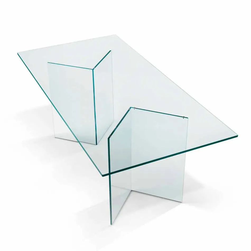 Design Dining Table in Extraclear Glass 8 Dimensions - Pollinare Viadurini
