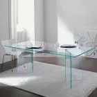 Design Dining Table in Extraclear Glass 8 Dimensions - Pollinare Viadurini