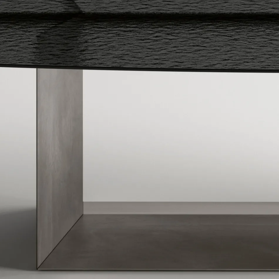 Made in Italy Design Dining Table in Fused Glass in Bronze or Smoke - Moro Viadurini