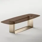 Made in Italy Design Dining Table in Fused Glass in Bronze or Smoke - Moro Viadurini