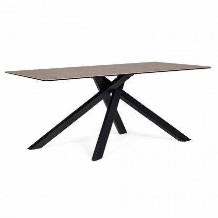 Modern Dining Table with Ceramic and Glass Top Homemotion - Ringo Viadurini