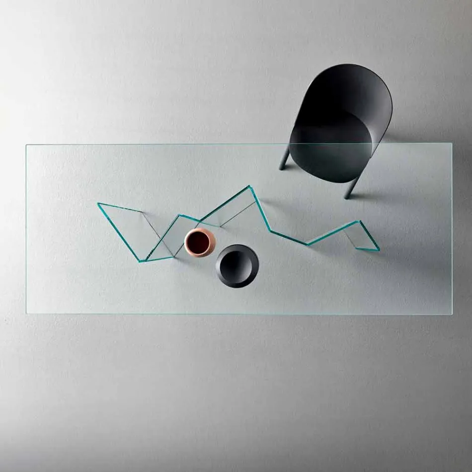Modern Dining Table in Extra-clear or Smoked Glass Made in Italy - Random Viadurini