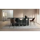 Modern Dining Table in Extra-clear or Smoked Glass Made in Italy - Random Viadurini