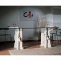 Made in Italy dining table made of crystal and natural stone Daiana