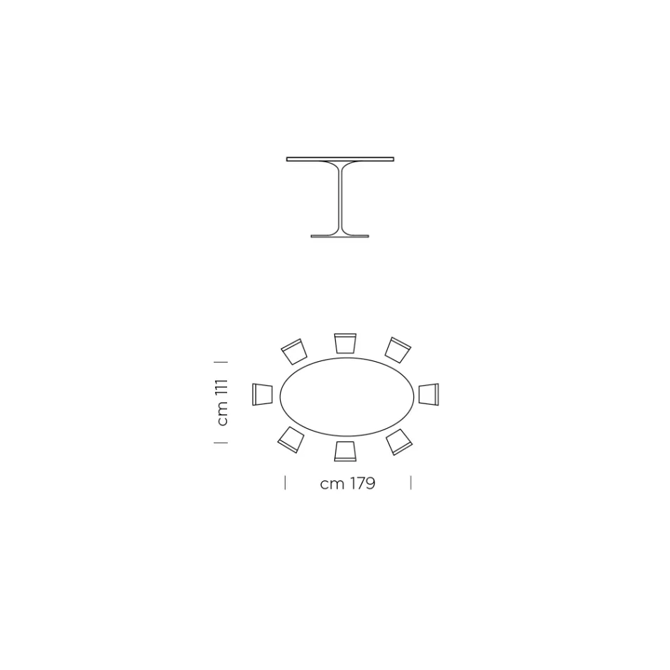 Oval Dining Table in Laminate and Aluminum Made in Italy, Precious - Dollars Viadurini