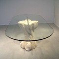 Dining table with crystal top and natural stone base Afrodite