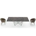 Dining Table in Laminam and Steel Base Made in Italy – Ezzellino Viadurini
