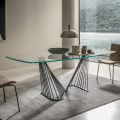 Dining Table Glass Top and Metal Ropes Base 2 Sizes - Alariko