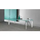 Dining Table Glass Top and Solid Wood Base Made in Italy - Presino Viadurini