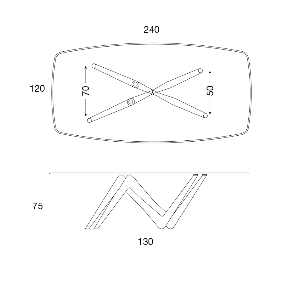 Dining Table Glass Top and Polyurethane Legs 2 Sizes - Stalto Viadurini