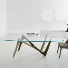 Dining Table Glass Top and Polyurethane Legs 2 Sizes - Stalto Viadurini
