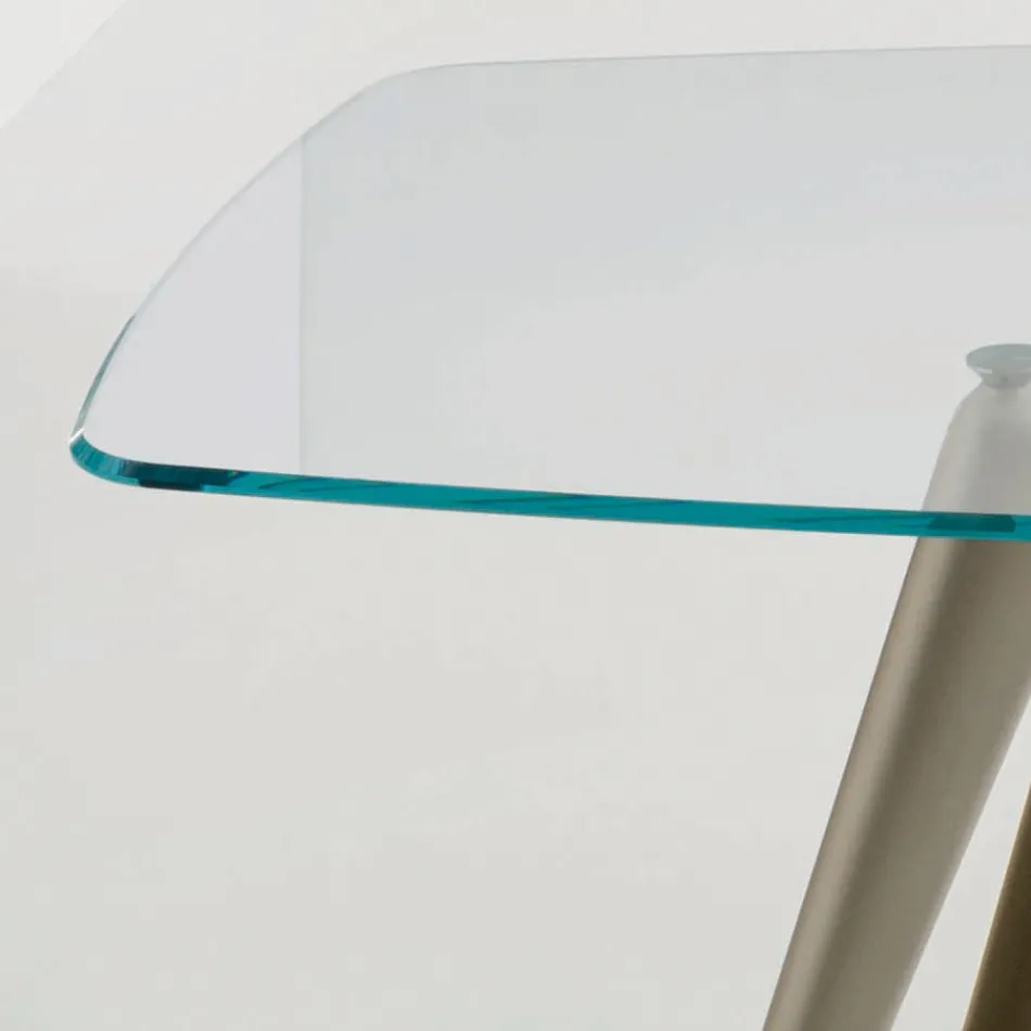 Dining Table Glass Top and Polyurethane Legs 2 Sizes - Stalto Viadurini