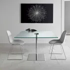 Square Dining Table in Extra-clear Glass and Metal Made in Italy - Dolce Viadurini