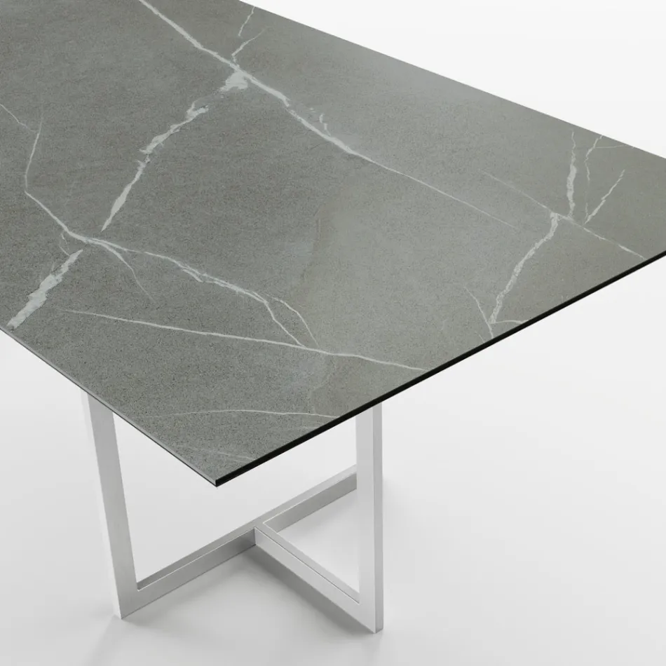 Rectangular Dining Table in Porcelain Stoneware Made in Italy - Emilio Viadurini