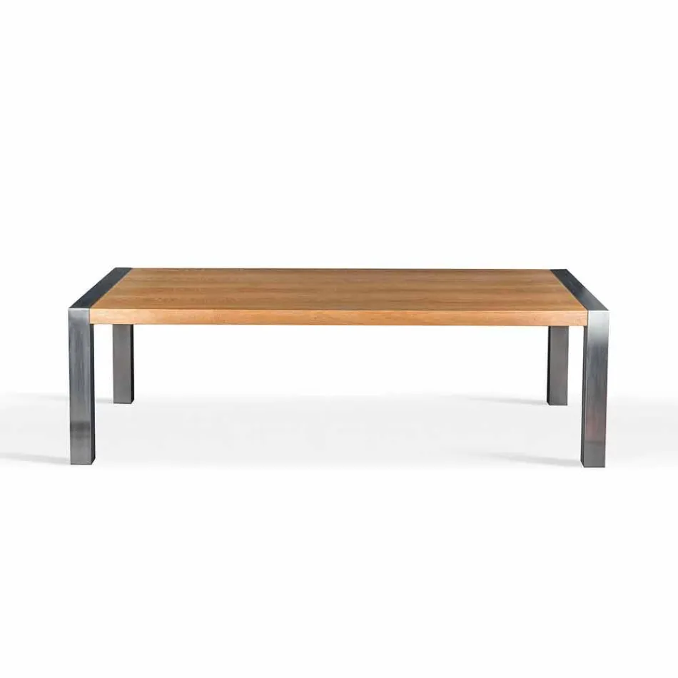 Rectangular dining table in oak wood and Frodo steel Viadurini