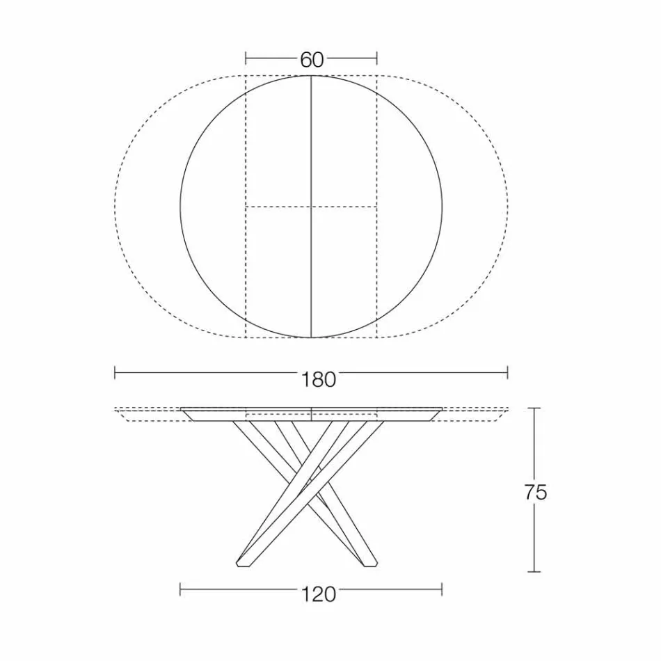 Round Extendable Dining Table with Wooden Top Made in Italy - Crodino Viadurini