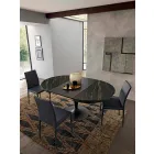 Round Extendable Dining Table in Laminam Ceramic Made in Italy - Lupetto Viadurini