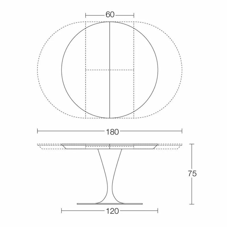 Round Extendable Dining Table in Laminam Ceramic Made in Italy - Lupetto Viadurini