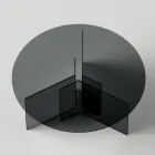 Round Dining Table with Base and Glass Top Made in Italy - Charles Viadurini