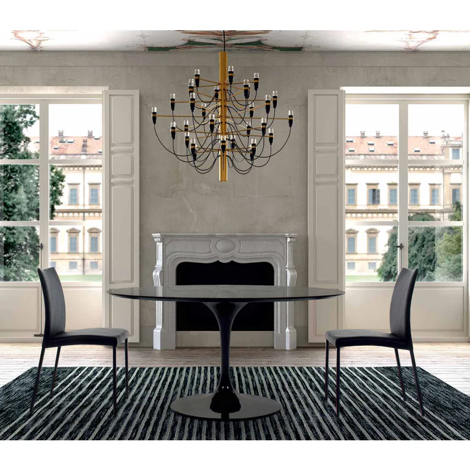 Round Dining Table with Laminate Top Made in Italy - Dollars Viadurini