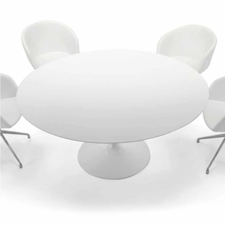 Round Dining Table with Laminate Top Made in Italy - Dollars Viadurini