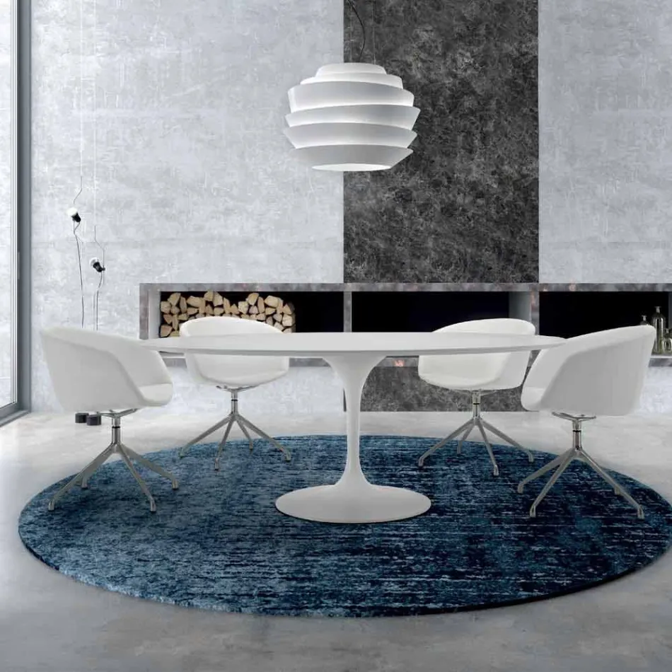 Round Dining Table with Laminate Top Made in Italy - Dollars Viadurini