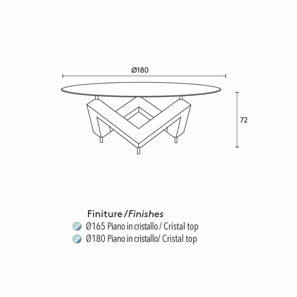 Round wood dining table with glass top Bao, modern design Viadurini