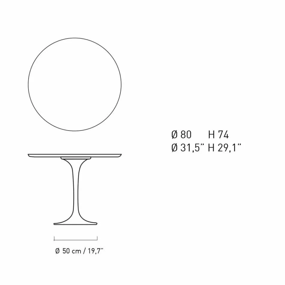 Round Dining Table in Marble and Painted Aluminum Made in Italy - Superb Viadurini