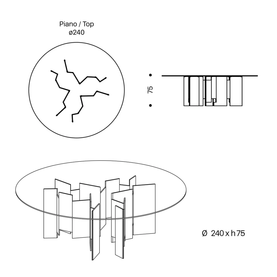 Round Dining Table in Extra-clear or Smoked Glass Made in Italy - Thommy Viadurini
