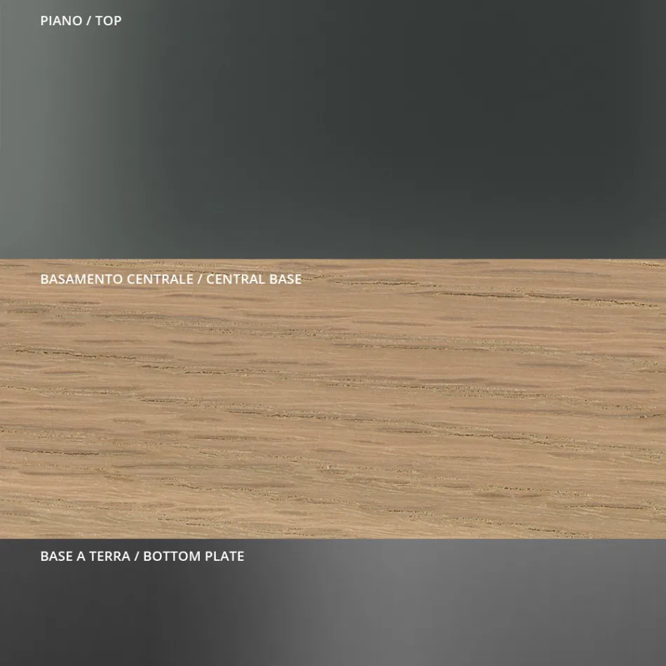 Round Dining Table in Smoked Glass with Wooden Base Made in Italy - Rondo Viadurini