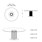 Round Dining Table in Smoked Glass with Wooden Base Made in Italy - Rondo Viadurini