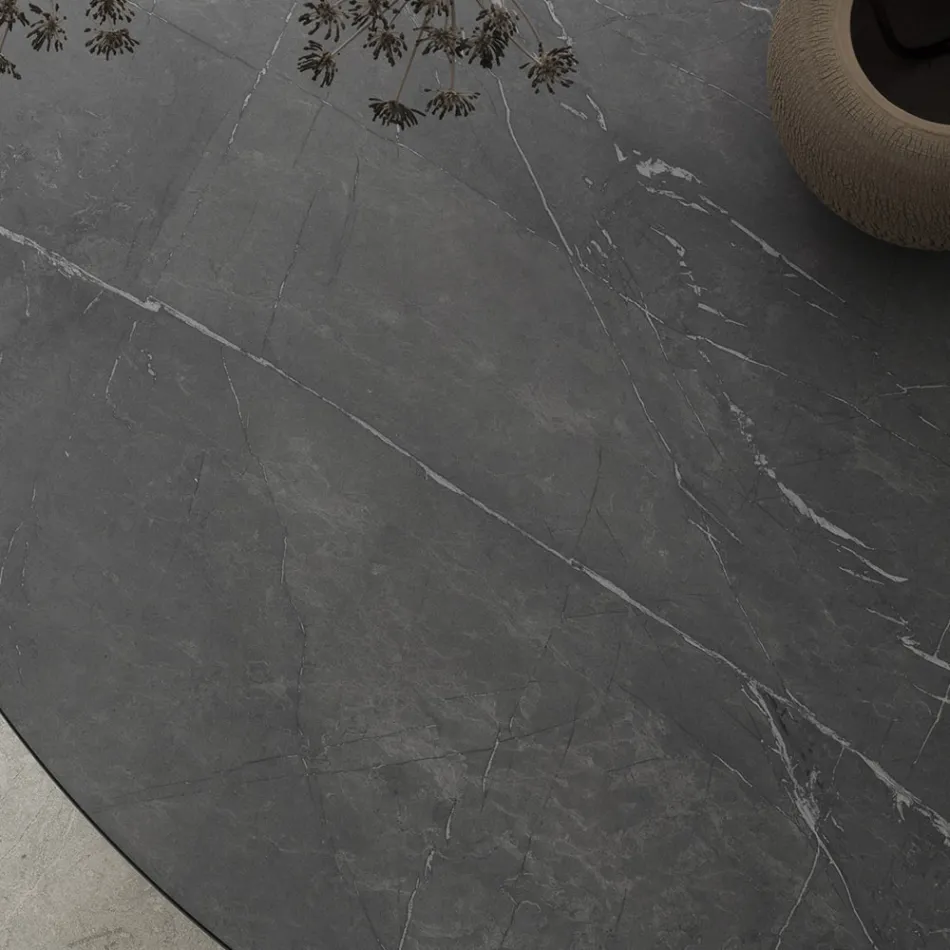 Round Dining Table Metal and Laminated Hpl Made in Italy - Bastiano Viadurini