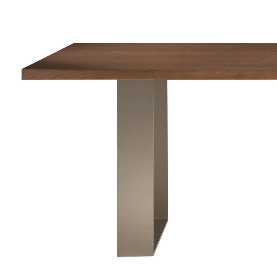Dining Table Structure in Iron and Solid Wood Made in Italy - Romino Viadurini