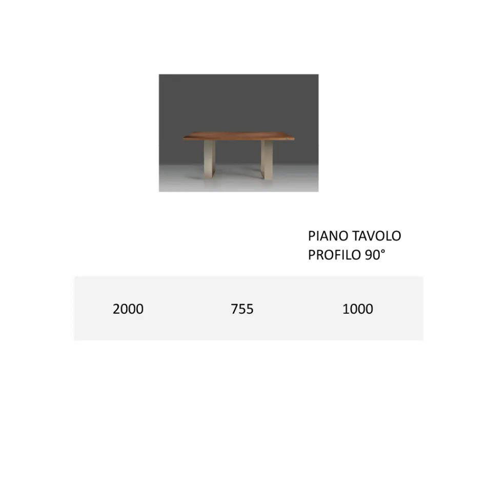 Dining Table Structure in Iron and Solid Wood Made in Italy - Romino Viadurini