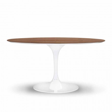 Round Dining Table with Precious Made in Italy Veneered Top - Dollars Viadurini
