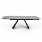 Extendable Living Room Table with Barrel-Shaped Top in Ceramic Made in Italy - Glasses Viadurini